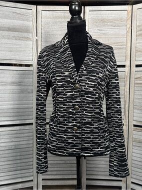 Missoni Italy Wool Blend Knit Blazer Jacket Black Ivory Textured Women’s US 14